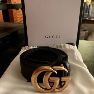 Gucci Black Marmont Double GG Belt